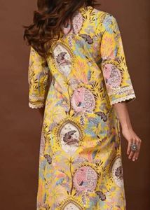 Floral Print Yellow Kurti