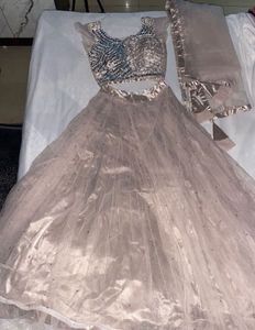 Mauve Mirror Work Big Flare Lehenga