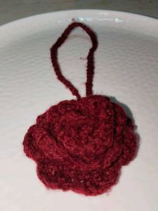 HANDMADE BAG CHARM Burgundy Crochet Rose
