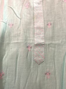 Light Blue Kurta Set With Printed Floral Dupatta