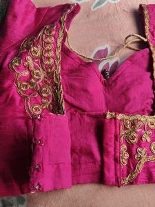Beautiful Pink Green Embroidered Stitched Blouse