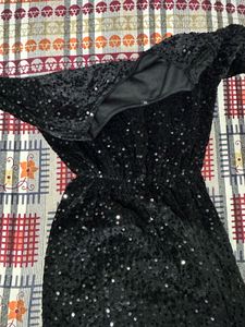 Sparkling Black Velvet Party Dress