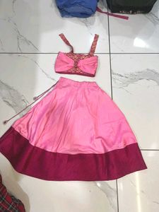 Girls' Pink Lehenga Choli Set