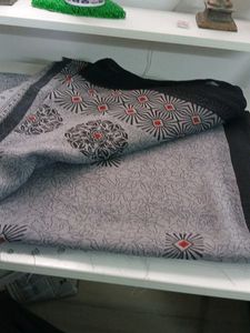 Elegant Grey Saree with blouse piece