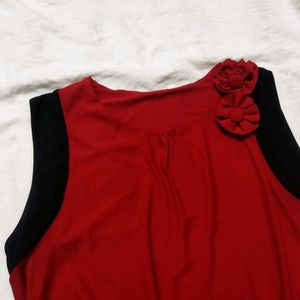 Red And Black Mixed Coloured Dress.