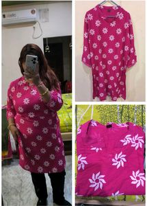 Pink Floral Print Kurti