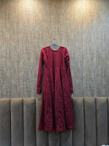 Brand New Chikankari Anarkali Kurta | Deep Maroon