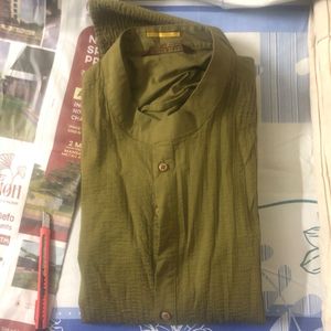 Modern Pintuck Kurta Ethnic - Olive