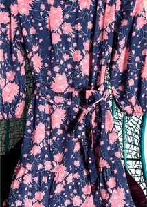 Pantaloons Navy Printed Casual Calf Dress Women