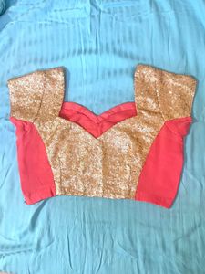 Beautiful Peach Saree With Sequence Blouse
