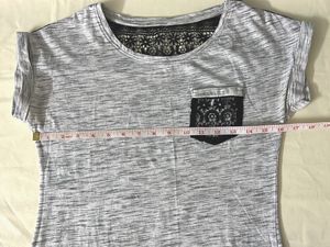 White Black Top With Crochet Design