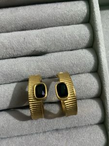 Gold Ribbed Hoops