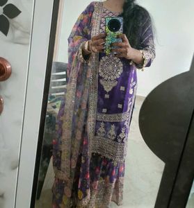 Purple Floral Embroidered Salwar Kameez