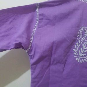 Chikankari Lavender Kurta