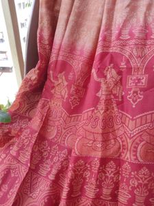 Beige Red Printed Saree