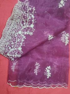 Purple Organza Dupatta