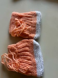 Cute Knitted Baby Set - Peach &amp; White