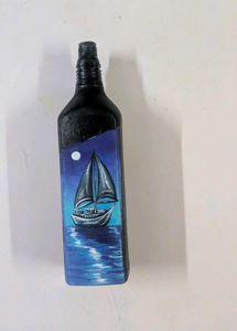 Hand Painted Seascape ship Bottle Art