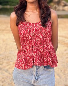 Red Print Tank Top