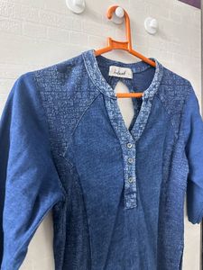 Navy Blue Body Con Short Kurti