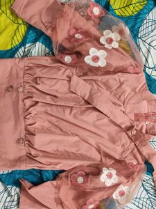 Cute Pink Dress with Floral Sleeves