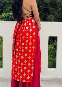 Black Red Backless Kurti