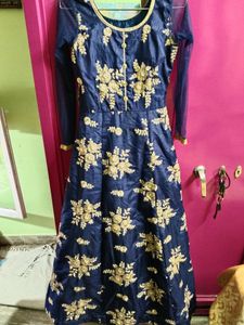 blue &amp; golden  colour gown