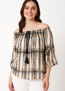 Plaid Off-Shoulder Top