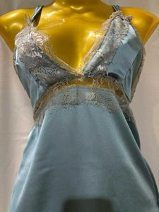 Silky Blue Lace Lingerie Dress
