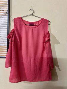 Coral Cold Shoulder Blouse