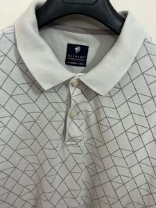 Patterned White Polo Shirt