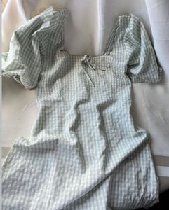 Gingham Puff Sleeve Mini Dress