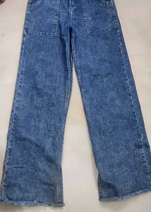 Blue Mock Neck Tank &amp; High-Waisted Jeans