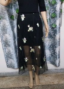 Floral Embroidered Black Dress