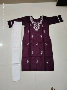 Maroon Embroidered Kurta Set