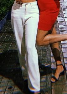 Off-White High Waist Straight Leg Jeans