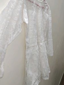 White Full Net Top With Inner Attached