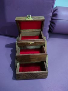 Wooden Jewellery Organiser Box 3 Tier Folding