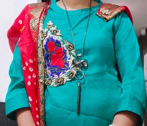 Price Drop Floor length kurti with rounded sleevless inner kurti