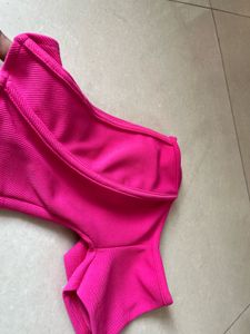 Hot Pink Ribbed Off Shoulder