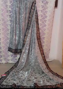 💙 With Grey Beautiful Saree