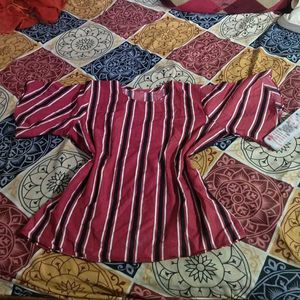 Red N Black Line Top