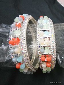 Beaded Silver Bangles