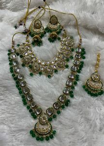 new Unused Green Kundan Jewelry Set