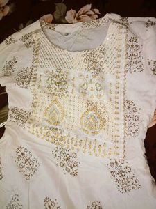 White &amp; Pink Printed Anarkali Kurta