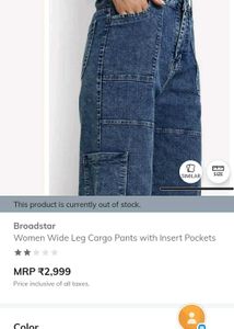 Women&#39;s New Wide Leg Cargo Denims