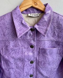 Purple Snake Print Cropped Jacket