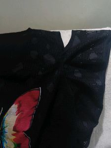 Butterfly Print Black Top