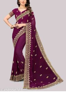 Embroidered Purple Saree
