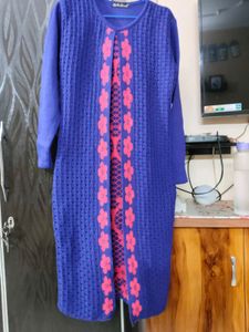 Floral Warm Jacket Style Wool Kurti